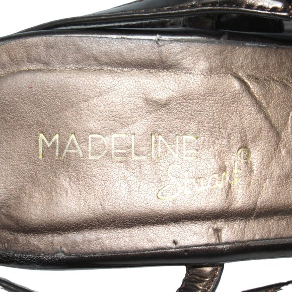 Madeline Stuart 10M Rhinestone Beaded Embellishment Black Strappy Wedge Sandals - Picture 14 of 14